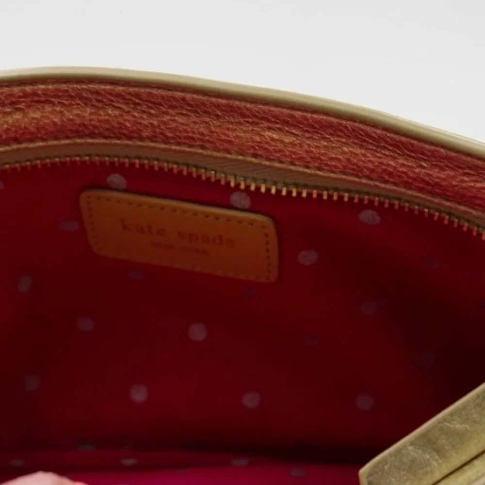 KATE SPADE Metallic Gold Soft Leather Zipper Cosmetic Case - Picture 6 of 13